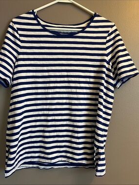 Blue and white striped Chico’s tee